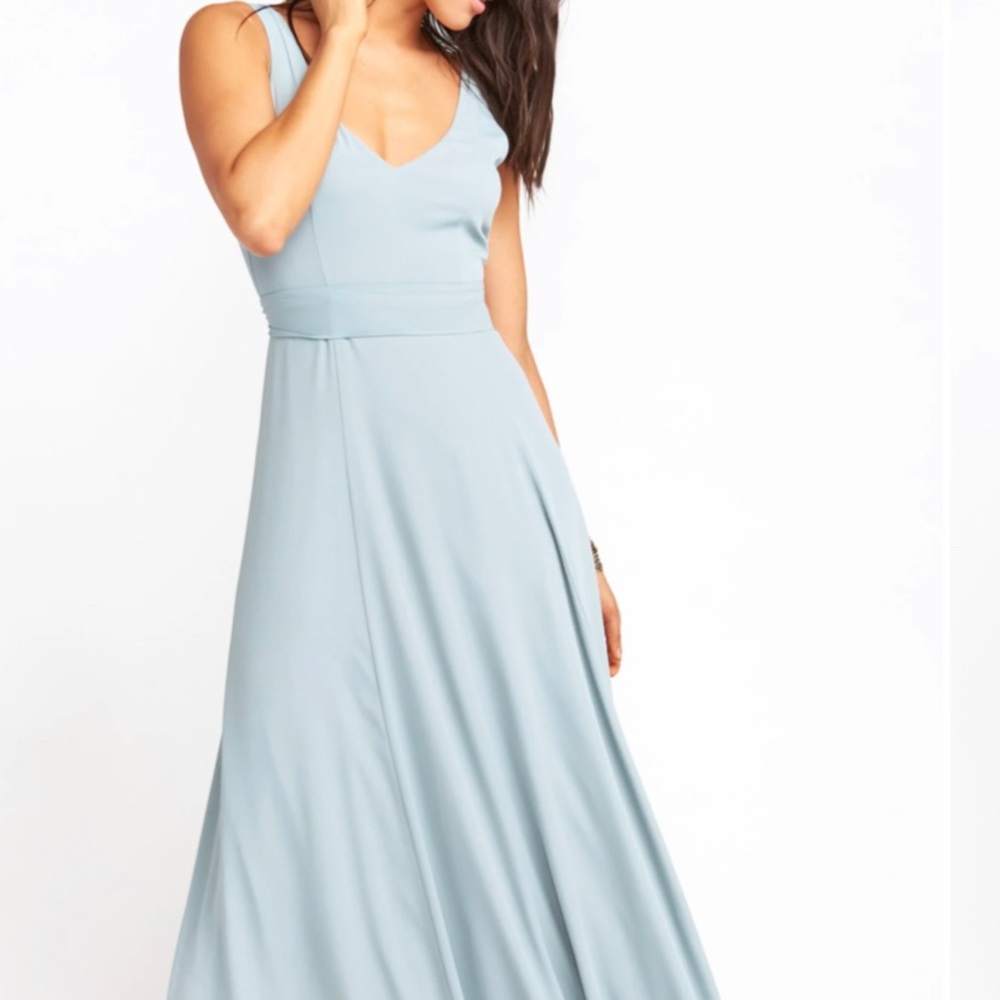 Show Me Your Mumu Jenn Maxi Dress Silver Sage Crisp